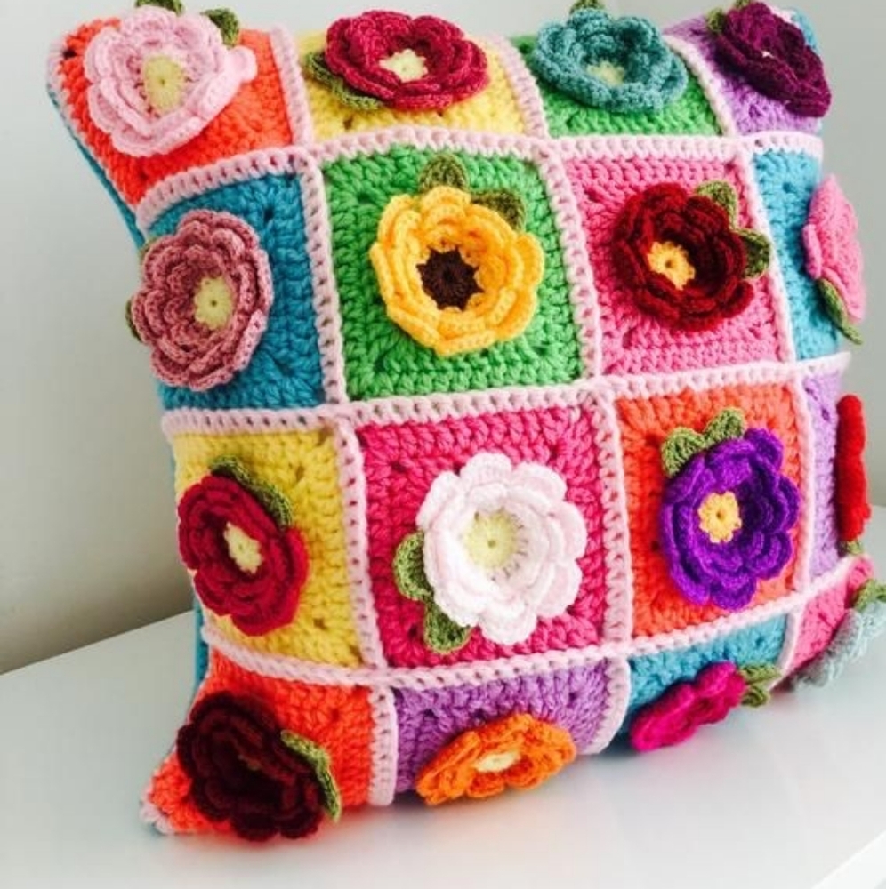 Spring flowers crochet accent pillows cover